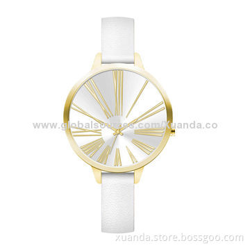 Customized business simple style men's leather wrist watch design for sale